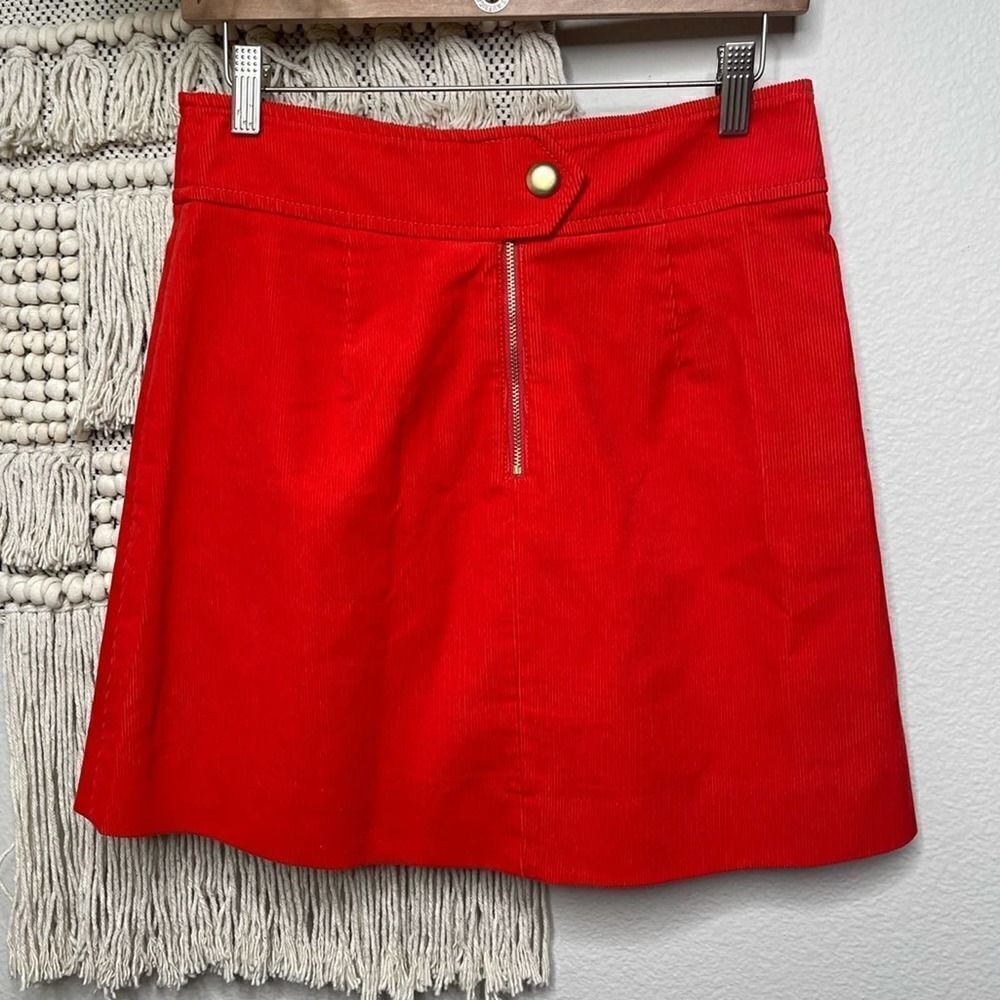 J. Crew Red Orange Corduroy Skirt